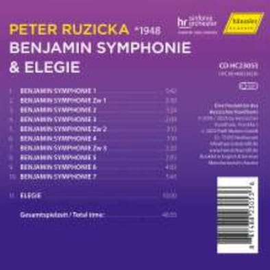CD - BENJAMIN SYMPHONIE - ELEGIE - Peter Ruzicka, IOCO