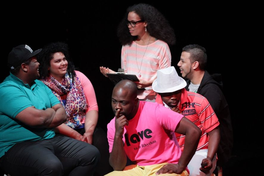 Anhaltisches Theater Dessau / Jamal Khalif, Caro Romero, Kasim Alao, Diana Marie Müller, Toure Aly, Dominik Satchiquata in “Die Verdammten dieser Erde“ © Claudia Heysel Anhaltisches Theater Dessau / Jamal Khalif, Caro Romero, Kasim Alao, Diana Marie Müller, Toure Aly, Dominik Satchiquata in “Die Verdammten dieser Erde“ © Claudia Heysel