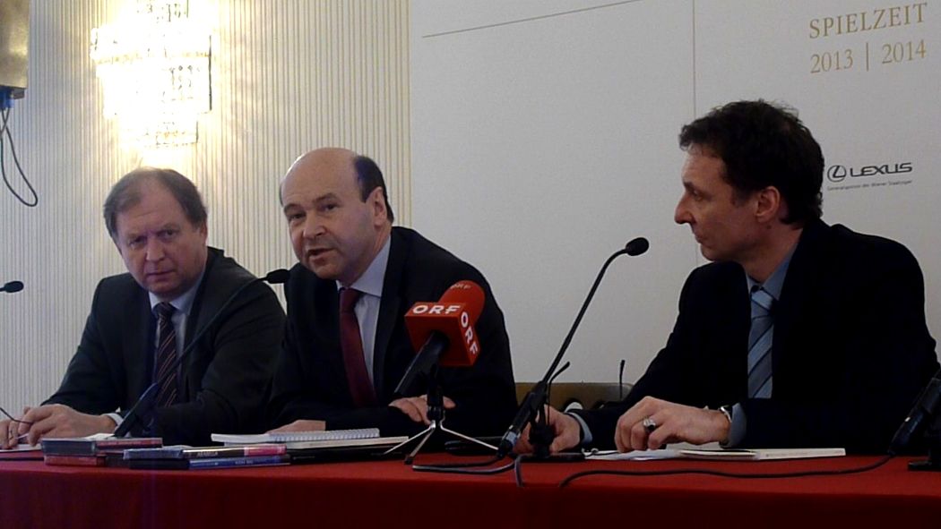  Wiener Staatsoper / Pressekonferenz 2013/ 2014 T. Platzer, D. Meyer, M. Legris vlnr © IOCO
