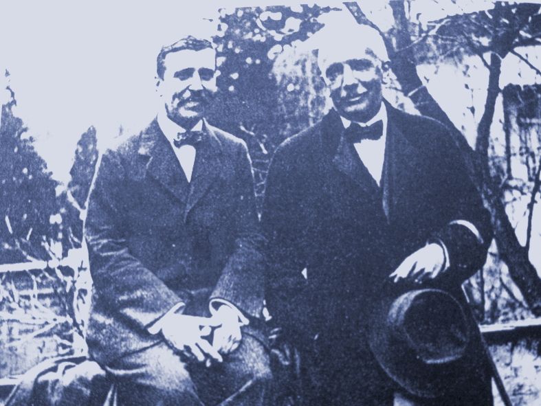 Richard Strauss rechts und Hugo von Hofmannsthal um 1915