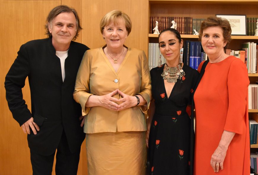 Salzburger Festspiele / Angela Merkel besucht AIDA - Hier mit Markus Hinterhaeuser_Shirin Neshat_Helga Rabl-Stadler © Anne Zeuner
