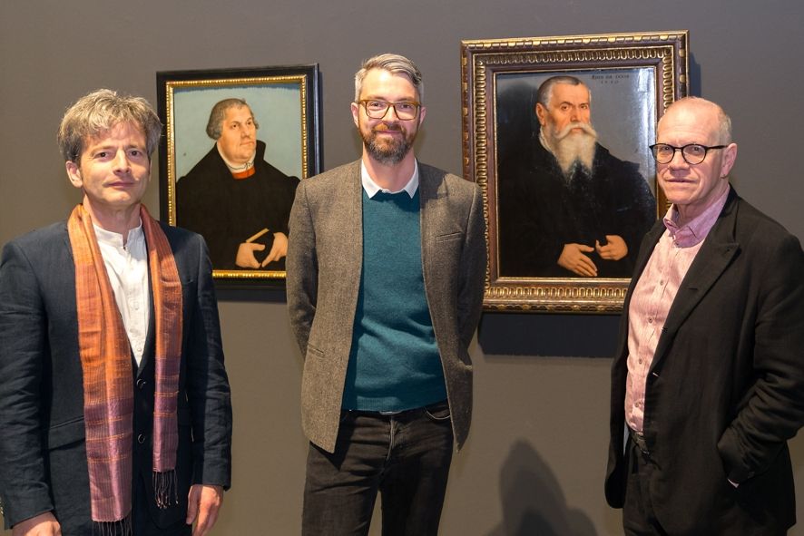 Museum Kunstpalast / vlnr: Kuratoren der Ausstellung sind die Wissenschaftler des Cranach Digital Archive Prof. Dr. Gunnar Heydenreich (TH Köln) und Daniel Görres, sowie Beat Wismer, Generaldirektor Museum Kunstpalast, © Stefan Arendt, LVR-ZMB