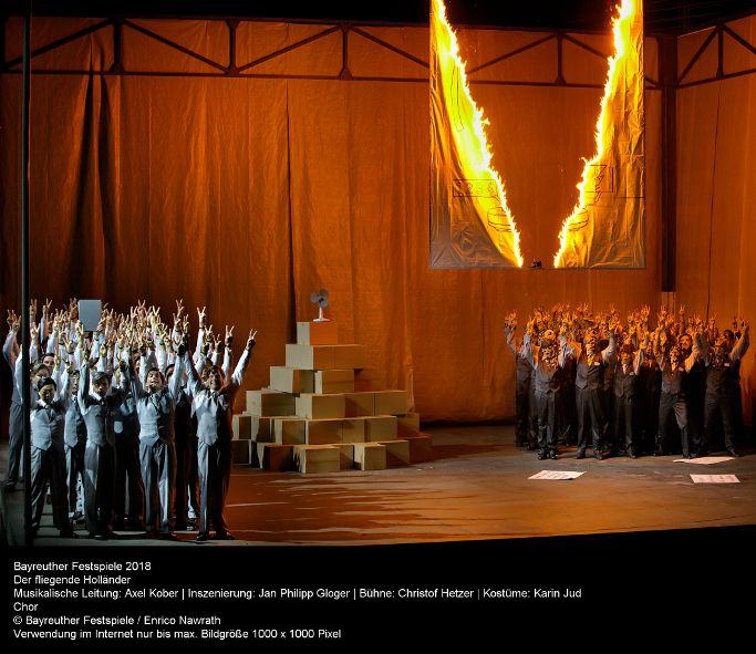 Bayreuther Festspiele 2018 / Der fliegende Holländer - hier : der wunderbare Chor Frabrikarbeiter und Matrosen © Enrico Nawrath