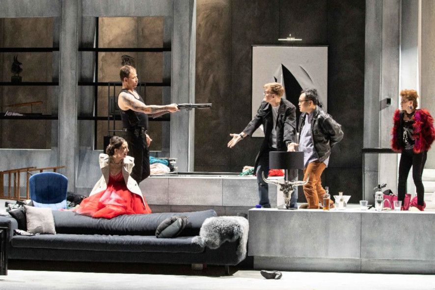 Theater Münster / Die Entführung aus dem Serail - hier : Marielle Murphy, Christoph Stegemann, Pascal Herington, Youn-Seong Shim, Martha Eason © Oliver Berg