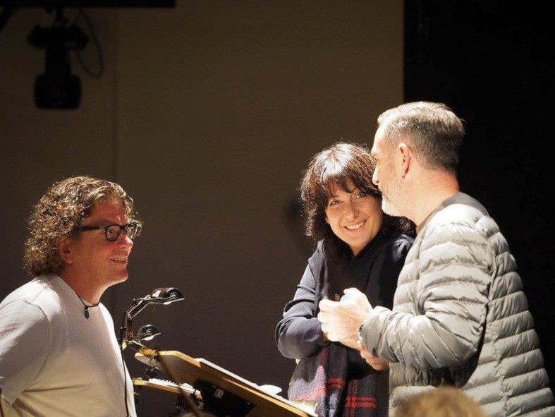 Volkstheater Rostock / TRISTAN XS - hier : vl Marcus Bosch, Manuela Uhl, Hans-Gerg Wimmer © Martin Goffing