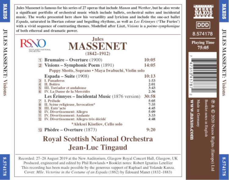 Naxos CD 8.574178, 2020 - Jules Massenet 
