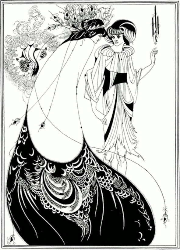 Der Pfauenrock, Illustration von Aubrey Beardsley, für Salomé geschaffen © Wikimedia Commons