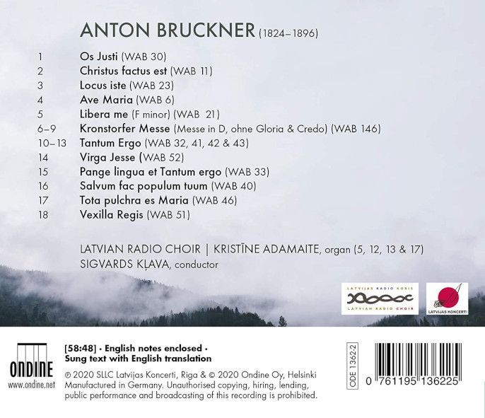 Anton Bruckner - Lateinische Motetten - Latvin Radio Coir - ONDINE CD Bestell Nr 10307350 © ONDINE