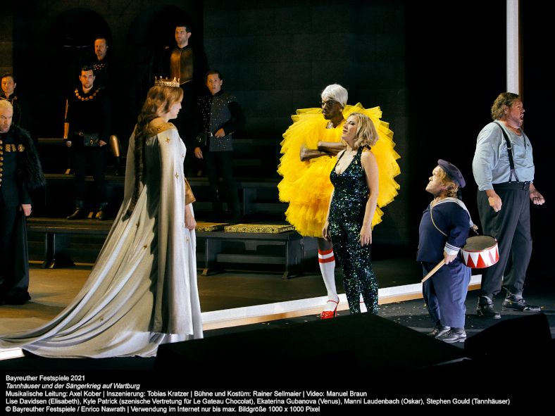 Bayreuther Festspiele 2021; Tannhäuser - hier: Lise Davidsen, Kyle Patrick, Ekaterina Gubanova, Manni Laudenbach, Stephen Gould © Enrico Nawrath