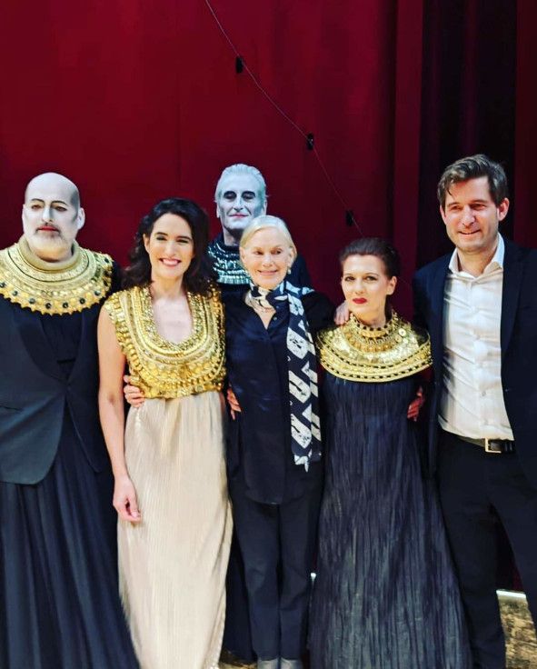 Opera Nice / Akhnaten von Philip Glass hier Joan Martin-Royo (Horemhab), Vincent le Texier (Aye), Julie Robard-Gendre (Néfertiti), Lucinda Childs (Scribe/Regie/Choregraphie), Patrizia Ciofi (Tye) Leo Warinsky (Musikalische Direktion)  © Dominique Jaussein 