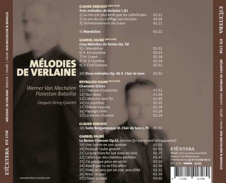 ET´CETERA - CD - Mélodies de Verlaine - Verlag ET´CETERA