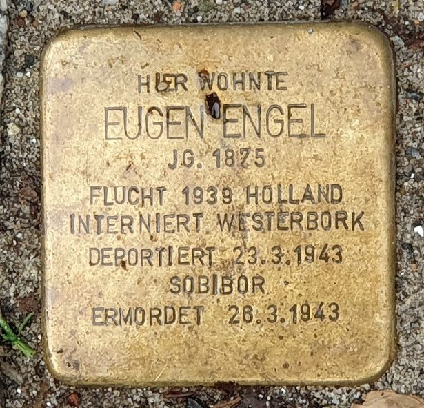 Stolperstein Eugen Engel / Komponist von GRETE Minde - ermordrt 1943 in Sobibor © Wikimedia Commons / OTFW 