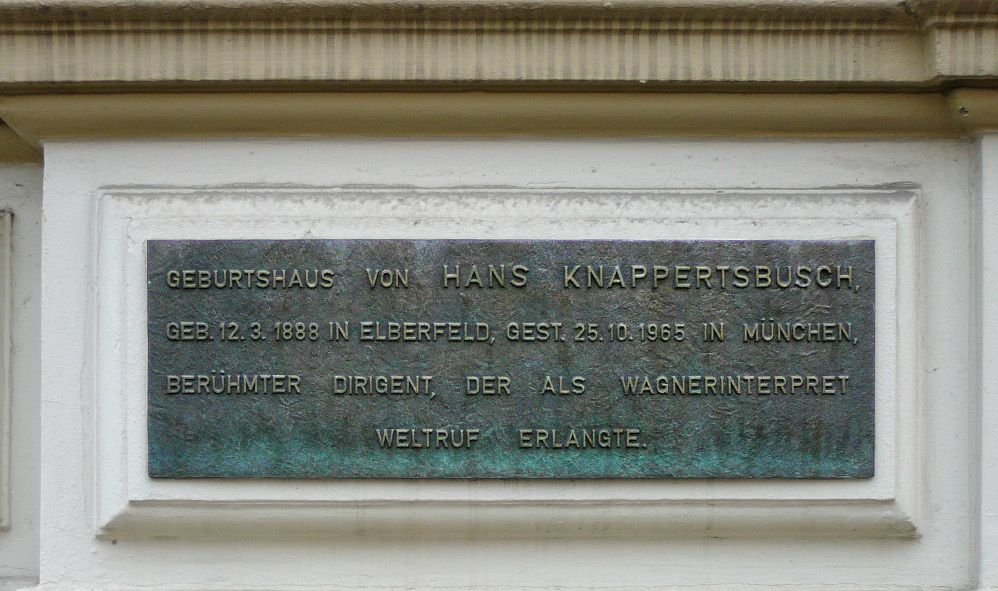 Hans Knappertsbusch Gedenktafel in Wuppertal © Wikimedia Commons