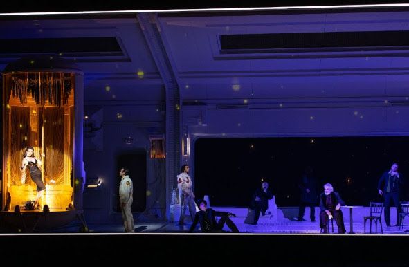 Opéra national de Paris / LA BOHEME hier vl Slavka Zamecnikova (Musetta), Andrzej Filonczyk (Marcello), Joshua Guerrero (Rudolfo), Franck Leguerinel (Alcindoro) © Guergana Damianova